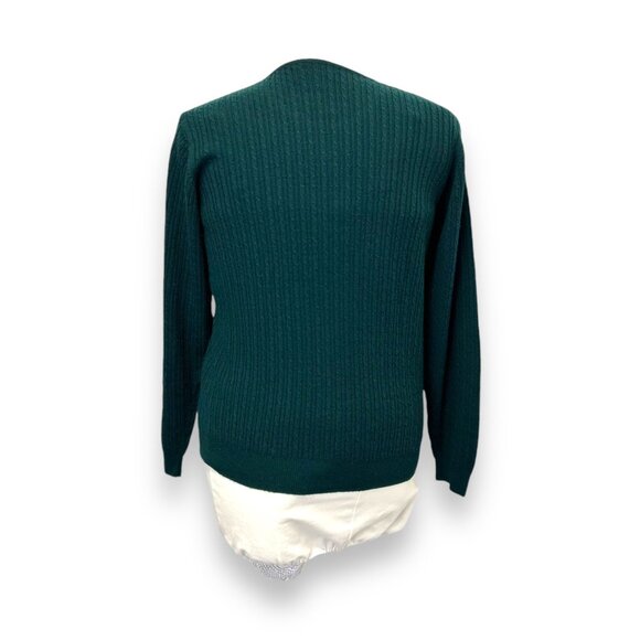 Vintage Talbots Womens Small Ribbed Merino Wool Sweater Green Made In Italy - Picture 3 of 8